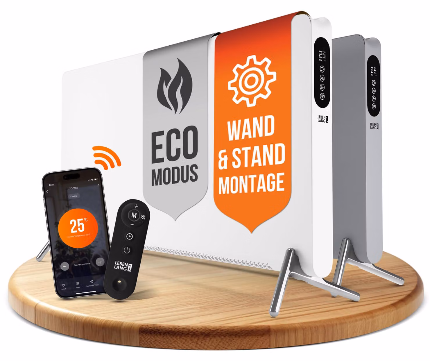 Stufa elettrica a convezione - 2000W - Con Wi-Fi e app - Bianca - Per uso interno