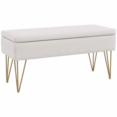 HOMCOM Panca Fondo Letto Singolo con Spazio Contenitore Crema