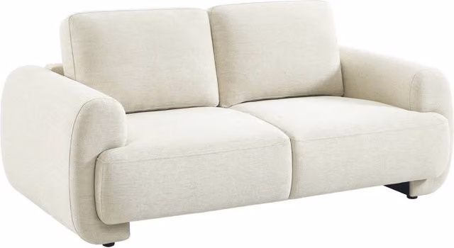 Divano moderno Sweeek a 2 posti in tessuto beige con struttura in legno per il tuo soggiorno L: 174 cm, P: 78 cm, H: 88 cm