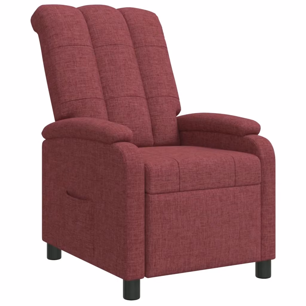 Poltrona reclinabile relax moderna in tessuto rosso con braccioli e leva manuale – 2