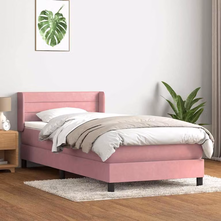 Maison Exclusive - Giroletto a Molle con Materasso Rosa 80x220 cm Velluto