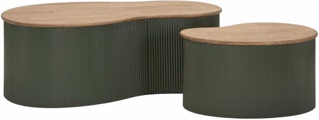 Tavolini Da Caffe' Frankfurt Coppia Verdi cm 87x53x32-50x35x28