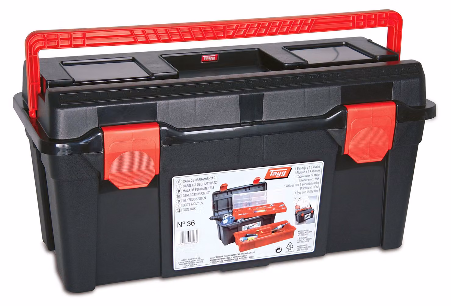 Tayg 136009: Cassetta portattrezzi in plastica, modello n. 36. Valigetta per attrezzi, modello n. 36/580 x 285 x [mancano le dimensioni finali]