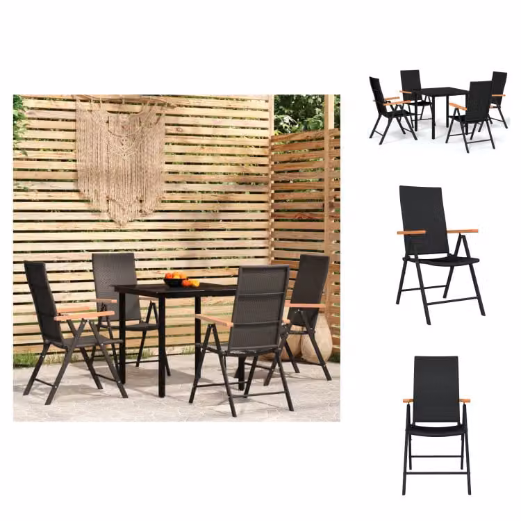 vidaXL Set da pranzo da giardino 5 pezzi nero - Set di mobili da giardino
