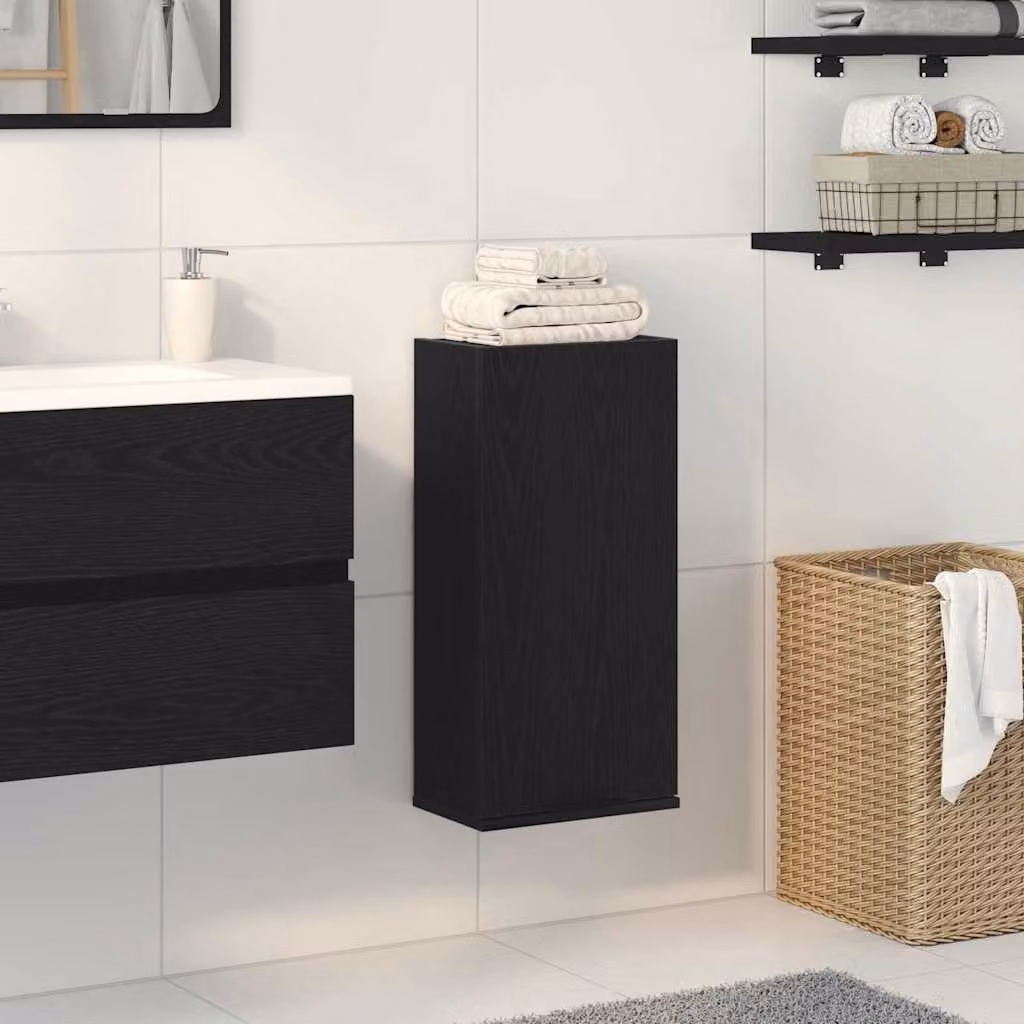 Mobiletto da parete vidaXL in legno MDF nero opaco L: 32 cm, P: 20 cm, H: 67 cm