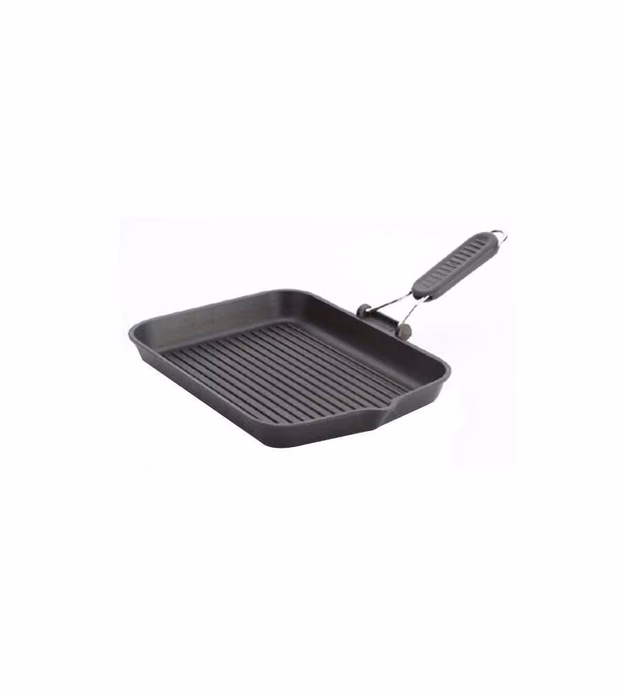 Bistecchiera Risoli in alluminio antiaderente con manico rimovibile per induzione, Nero, L: 36 cm, P: 26 cm – 2