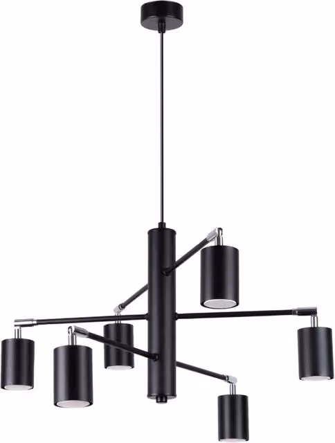 Lampada a sospensione moderna LEMMI Bittersweet Shimmer di Sollux Lighting in acciaio nero con 6 luci GU10