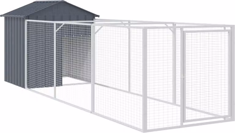 Casetta Cani con Tetto Antracite 117x405x123 cm Acciaio Zincato