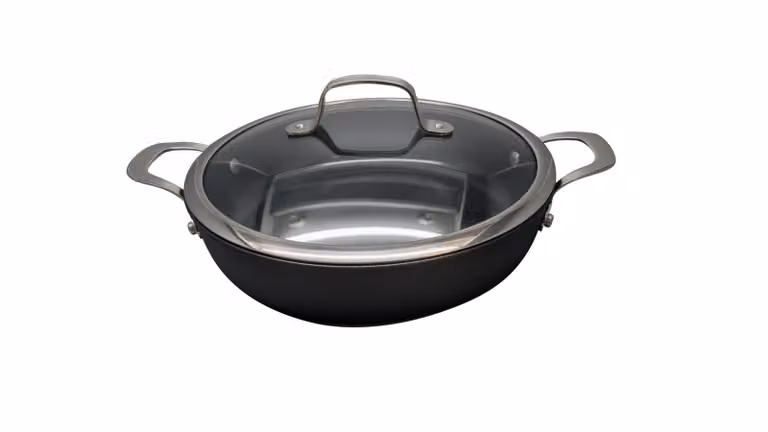 Tegame in alluminio antiaderente PFAS Free per induzione con maniglie e coperchio linea Alba, diam. 24cm