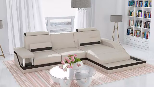 Ecksofa Wohnlandschaft Sofa USB Eck Garnitur Leder Maßanfertigung