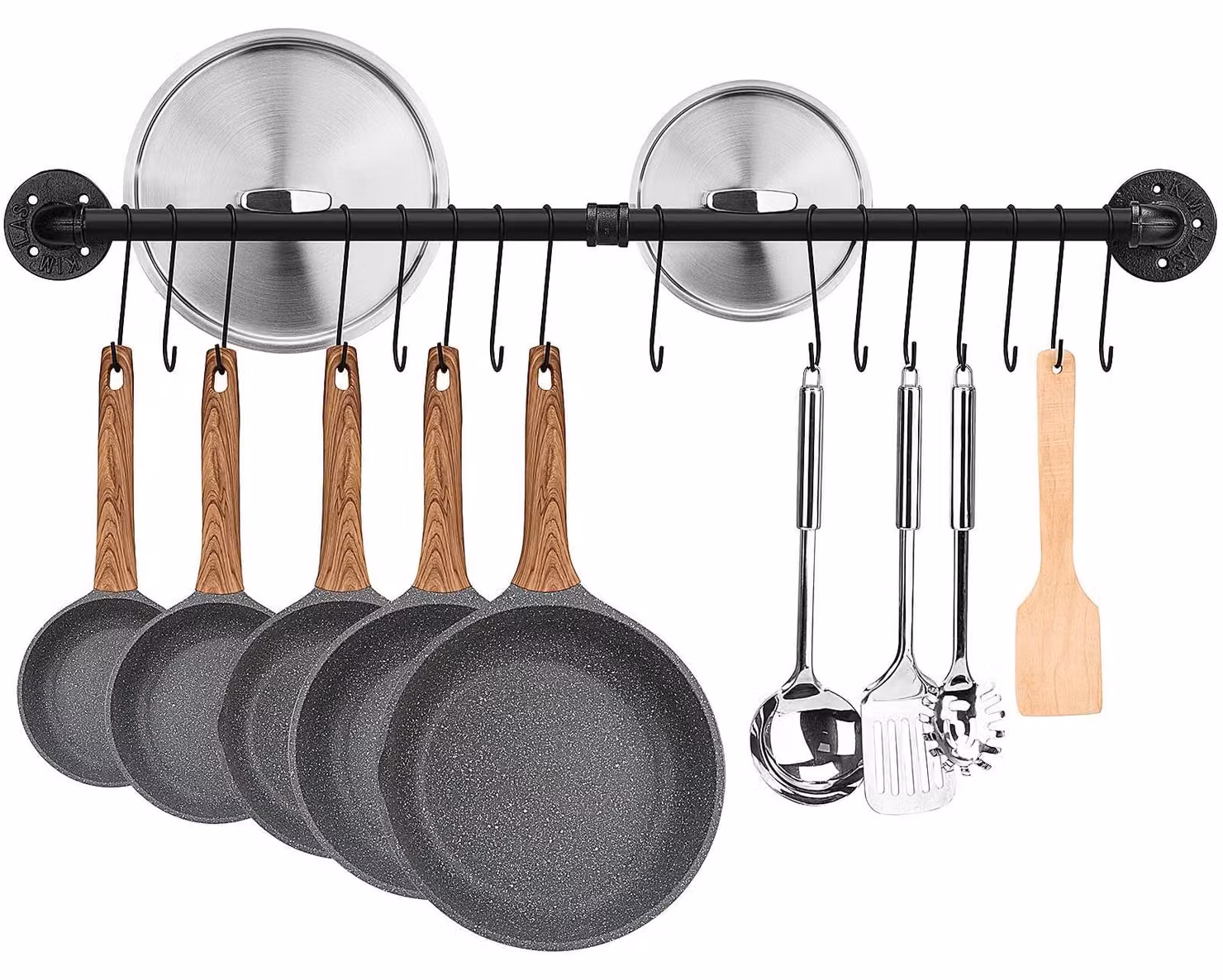 Mensola industriale per cucina con 16 ganci