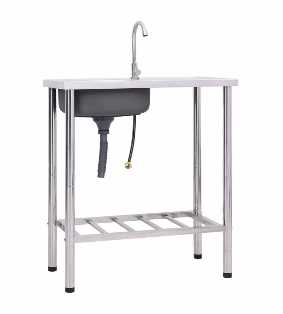 Lavello da Campeggio Vasca Singola con Rubinetto Acciaio Inox