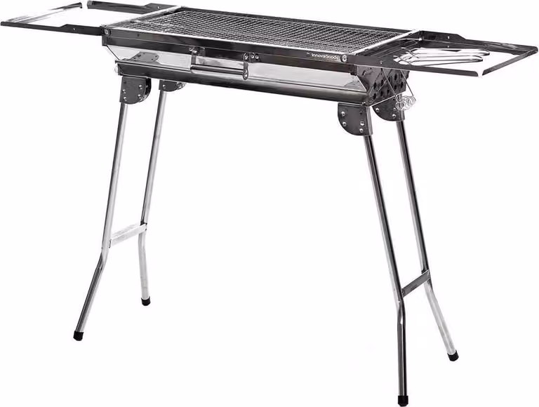 InnovaGoods® Barbecue a carbonella pieghevole in acciaio inox, portatile, facile da pulire, ideale per picnic, campeggio, giardino, spiaggia, acciaio inox
