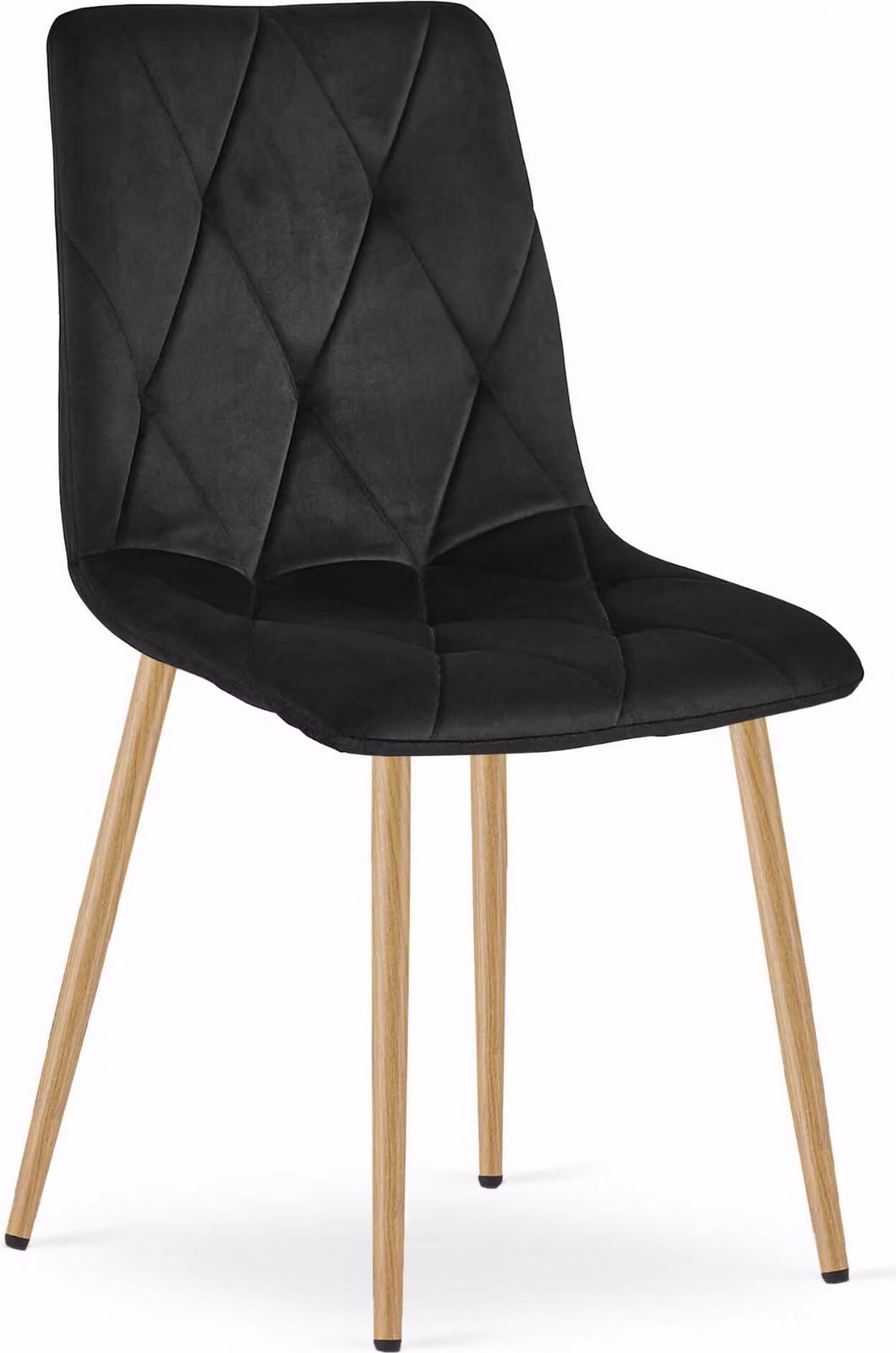 Sedia Valora LIBRA, velluto nero, gambe in legno x1 | Sedia nera con gambe in legno per un tocco di contrasto