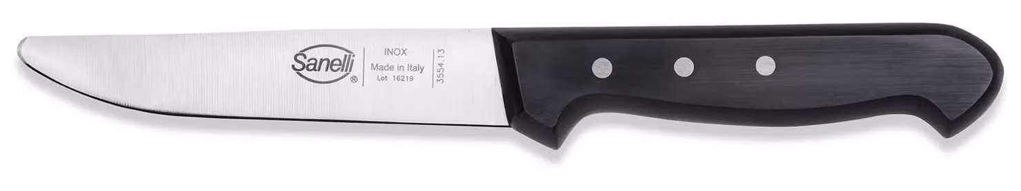 Coltello lama liscia a punta tonda, lama 13cm, linea Steak di Sanelli