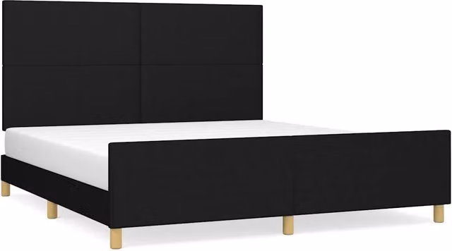Letto matrimoniale | Letto per adulti | Giroletto senza Materasso Nero 160x200 cm in Tessuto