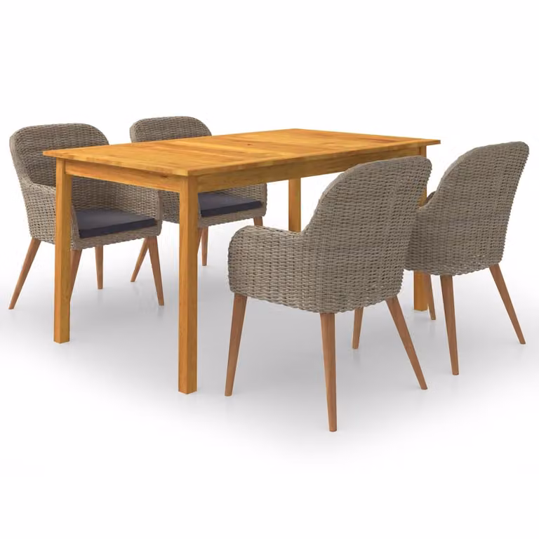 Maison Exclusive - Set da pranzo da giardino a 5 pezzi, marrone