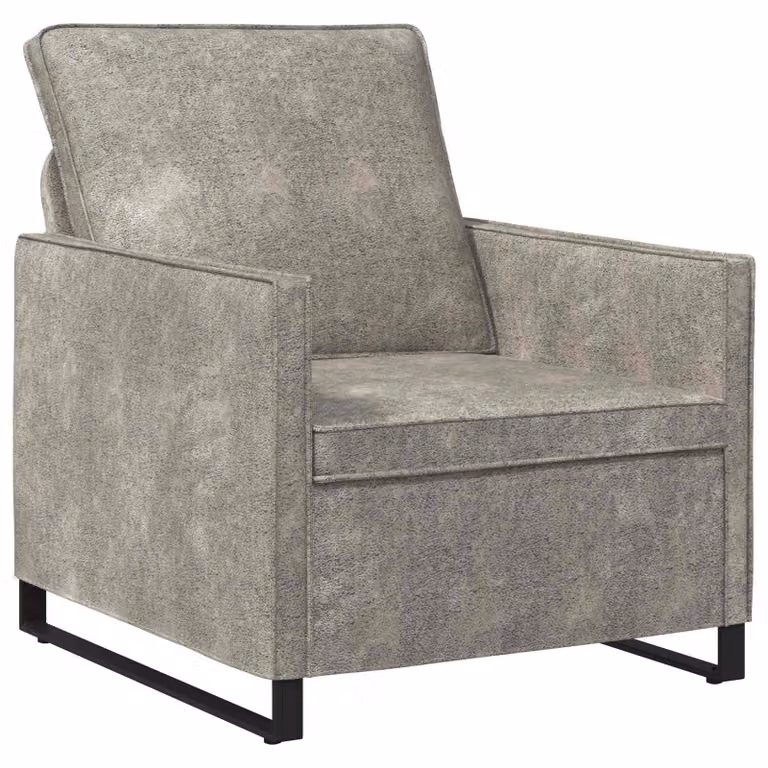 vidaXL Divano Singolo Grigio con Braccioli e Struttura in Metallo L: 70 cm, P: 81 cm, H: 82 cm