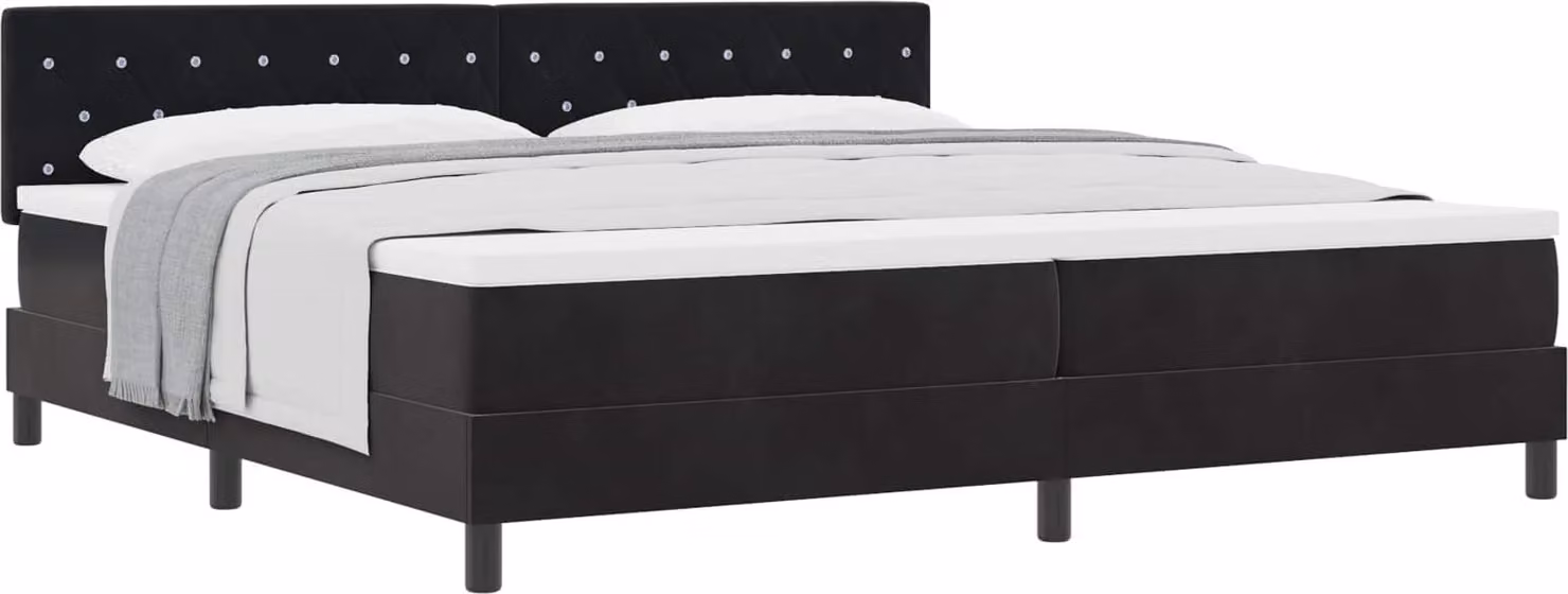 SYFAX™ Letto a molle con materasso Nero 200 x 200 cm Velluto