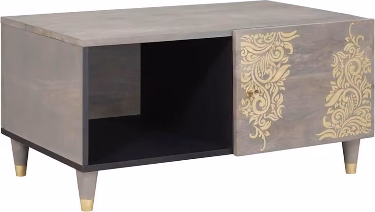 Maison Exclusive - Tavolino da caffè grigio, 80 x 50 x 40 cm, in legno massello di mango