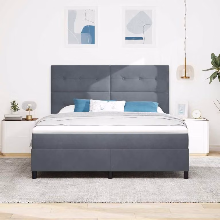Maison Exclusive - Letto boxspring con testiera grigio scuro 180 x 200 cm in velluto