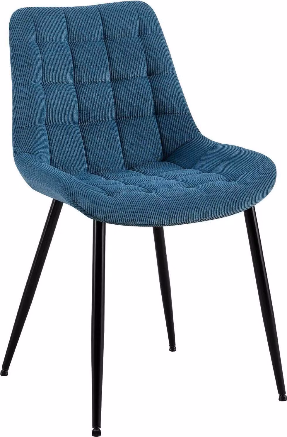 Sedia da pranzo blu - Design in tessuto a coste - Elevato comfort di seduta - Tessuto a coste