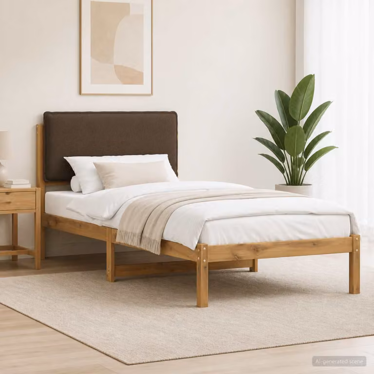 vidaXL Letto con Testiera Rivestita Bianco lavato e taupe 90 x 200 cm