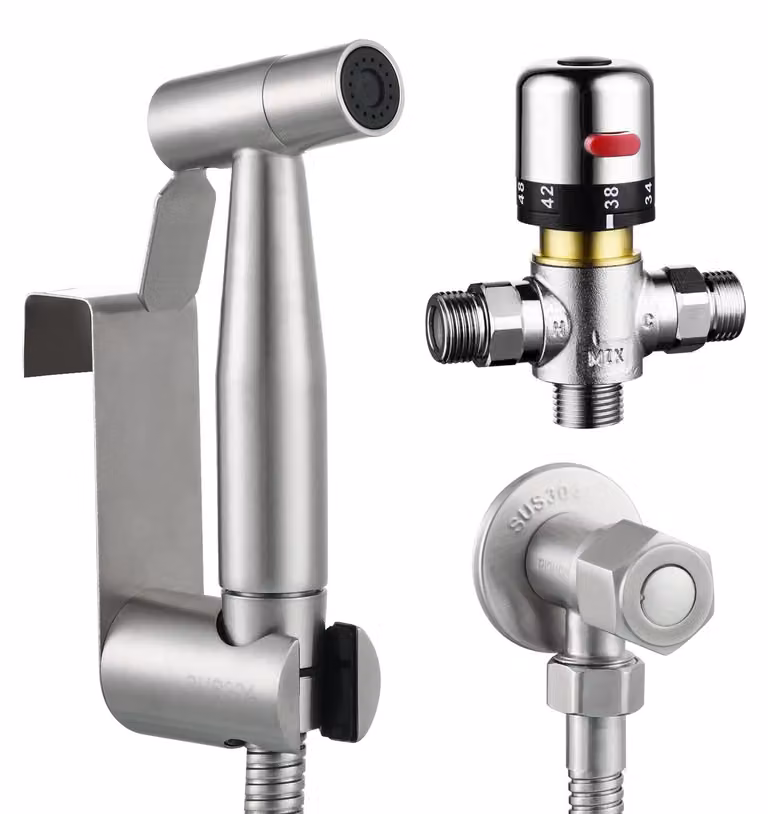 Tecmolog WS024F1A, doccia igienica per bidet, in acciaio inossidabile, con soffione manuale, [unità di misura mancante, es. "metri"]