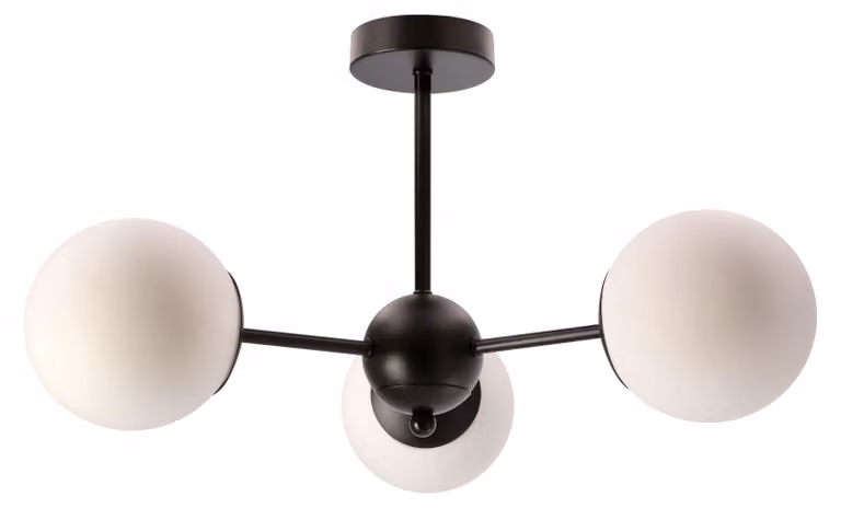 Lampada da soffitto con sfere bianche Calari, bianco e nero, 3xE14x40W, metallo, dimensioni: 28x54x54 cm, IP20, Candellux