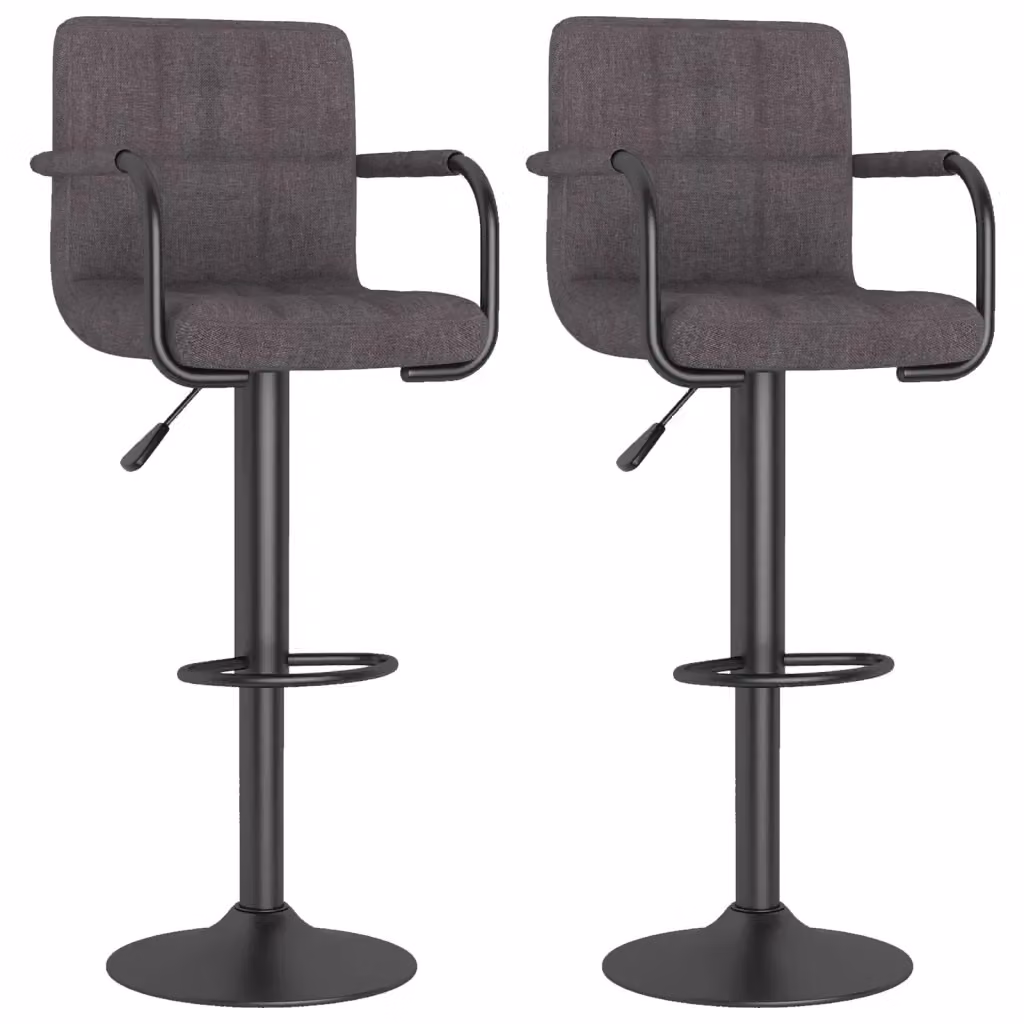 Set di 2 sgabelli da bar vidaXL girevoli a 360 gradi in tessuto grigio e nero con struttura in metallo e plastica per soggiorno e sala da pranzo – 2