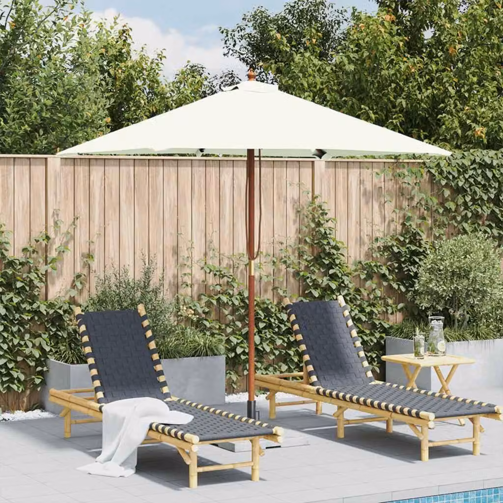 Maison Exclusive - Ombrellone con palo in legno, 150x200 cm, color sabbia e bianco