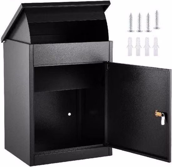 Cassaforte per pacchi Bolture in acciaio nero da parete con combinazione e chiave L/P/H: 58.0 x 44.0 x 35.0 cm