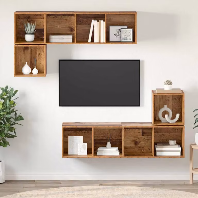 vidaXL Set mobile TV 4 pz Legno vecchio Legno ingegnerizzato