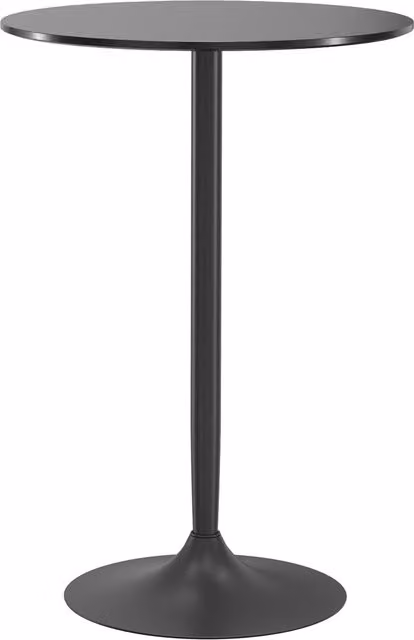 Tavolo da bar moderno rotondo HOMCOM con base in metallo e piano in MDF, Nero, Ø: 70 cm, H: 102 cm