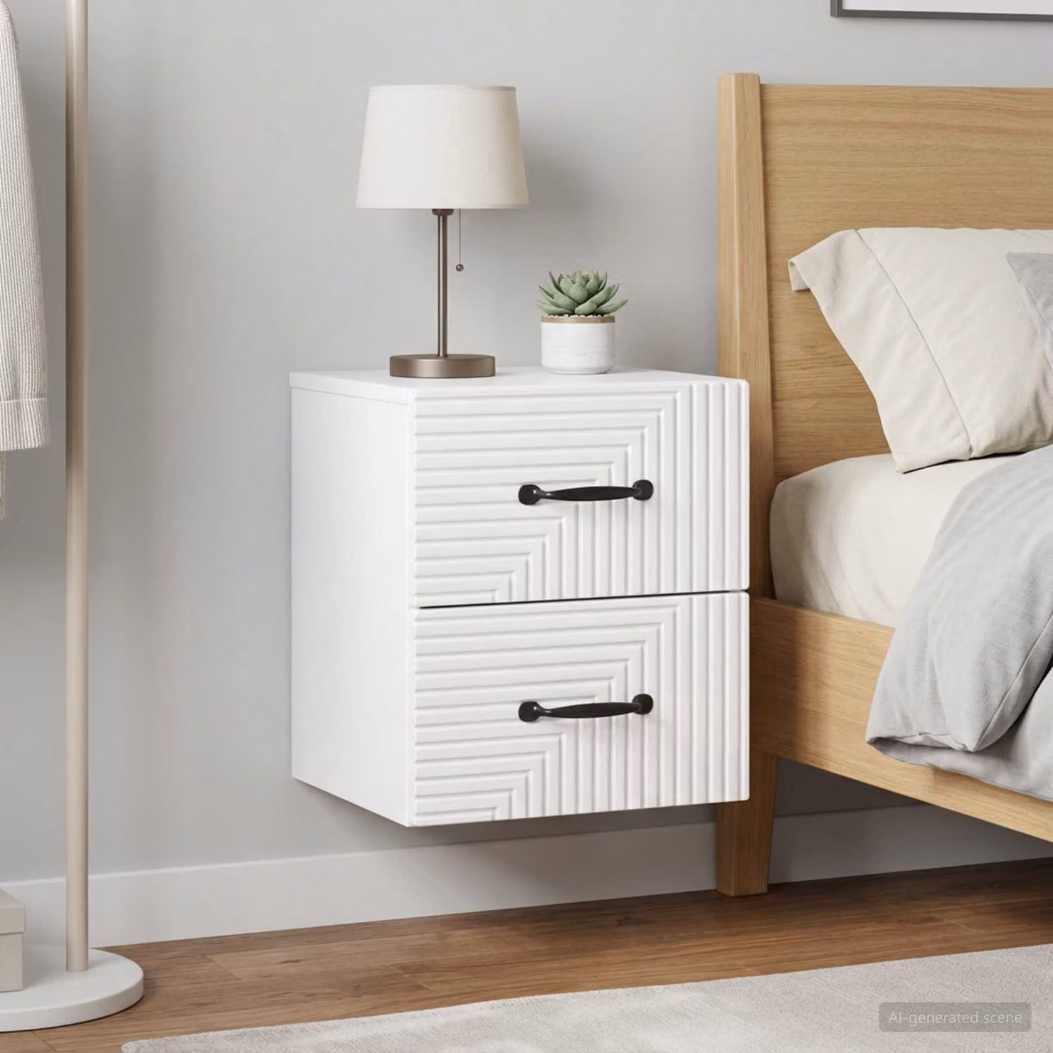 Set di 2 comodini sospesi vidaXL in bianco lucido L 34,5 cm x P 33 cm x H 40 cm