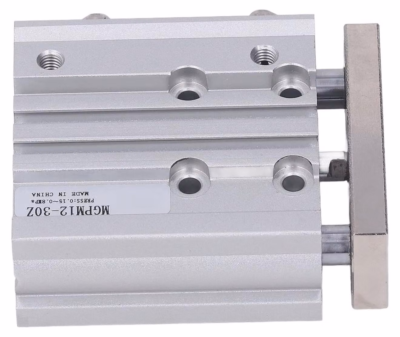 Cilindro pneumatico a doppio effetto - 3 stantuffi - diametro interno 12 mm - corsa 30 mm - cuscinetti a striscia - modello SMC - cilindro pneumatico