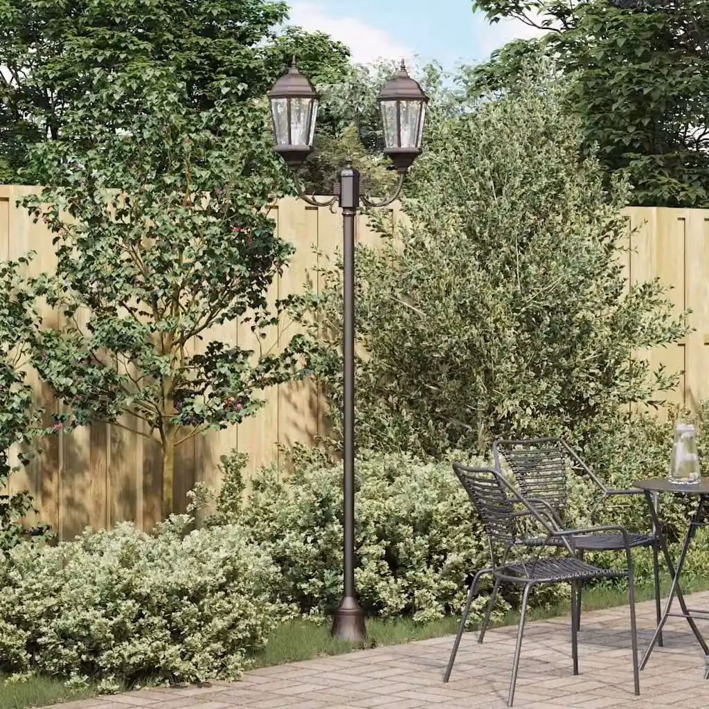 Luce da giardino vidaXL in alluminio e vetro color bronzo, H 235 x L 68 x P 20 cm