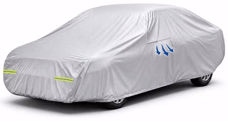 Copertura impermeabile per auto berlina, protezione per tutte le condizioni atmosferiche, lunghezza 435–470 cm, colore argento