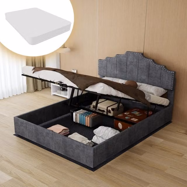 letto moderno in tessuto e metallo grigio 140 x 200 cm