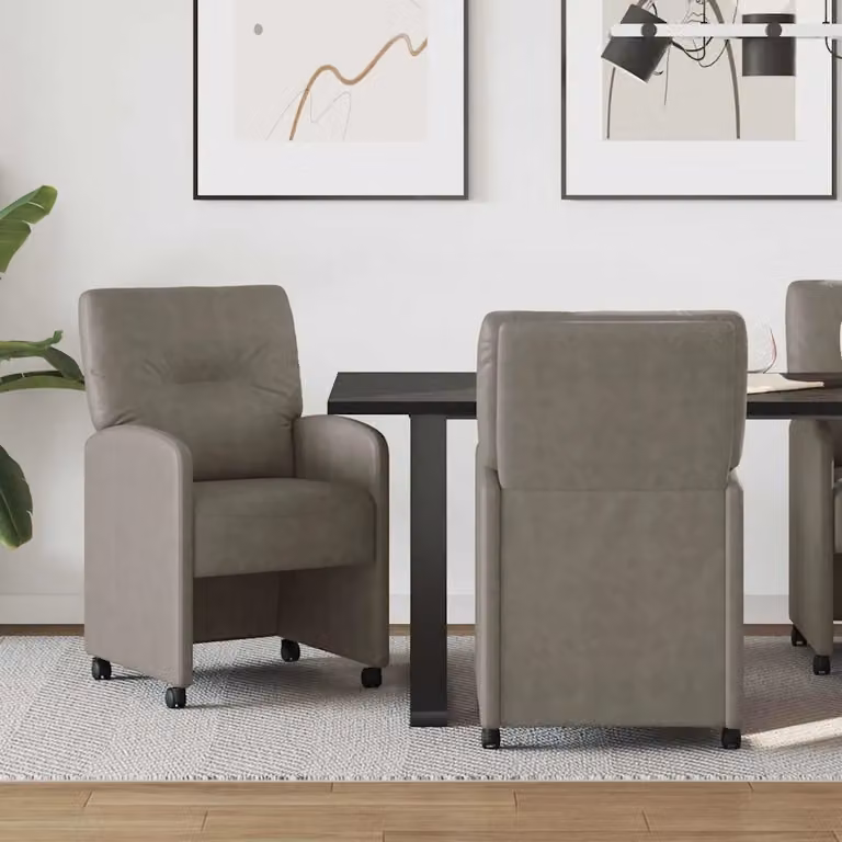 Set di 2 sedie da pranzo con ruote vidaXL in pelle sintetica grigia