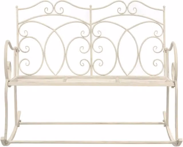 Panchina da giardino in metallo bianco anticato con braccioli, L: 104 cm