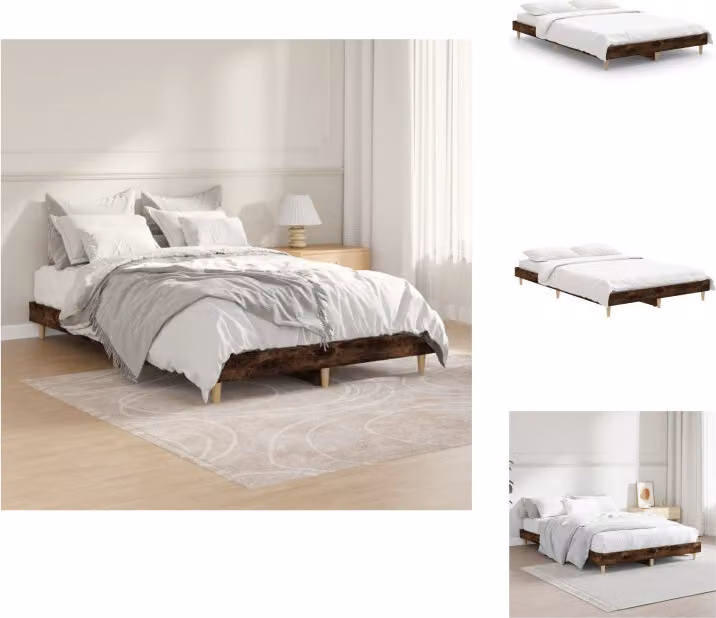 vidaXL Struttura letto in rovere affumicato 120x190 cm materiale a base di legno - Letti e strutture letto