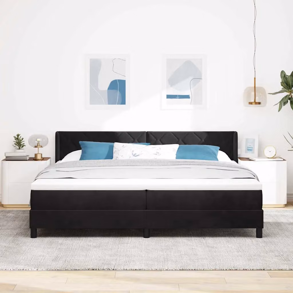 Letto ibrido con materasso e testiera vidaXL in velluto nero L/P/H: 200 x 200 x 28 cm – 1