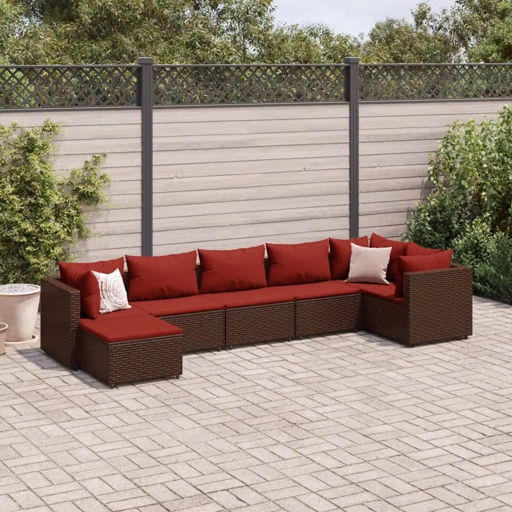 Maison Exclusive - Set Divani da Giardino 7 pz con Cuscini in Polyrattan Marrone