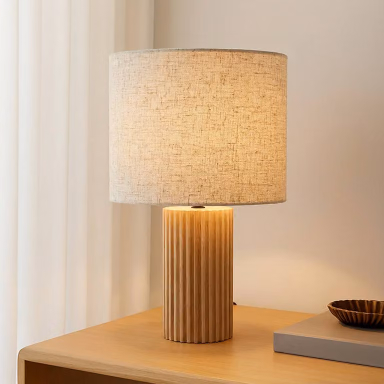 Lampada da tavolo Kimiko Lindby, Legno chiaro, Soggiorno / Sala da pranzo, Legno, Scandinavo, Lampada da tavolo