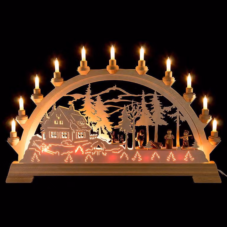 Decorazione per finestra arco di candele foresta persone con figure LxPxH= 65x6,5x43cm NUOVO