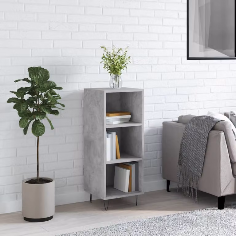 Credenza a parete vidaXL in legno e metallo, Grigio, L: 34,5 cm, P: 32,5 cm, H: 90 cm