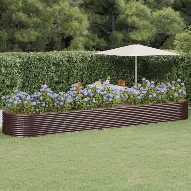 Letto Giardino Acciaio Vernice a Polvere 584x140x68 cm Marrone 319120