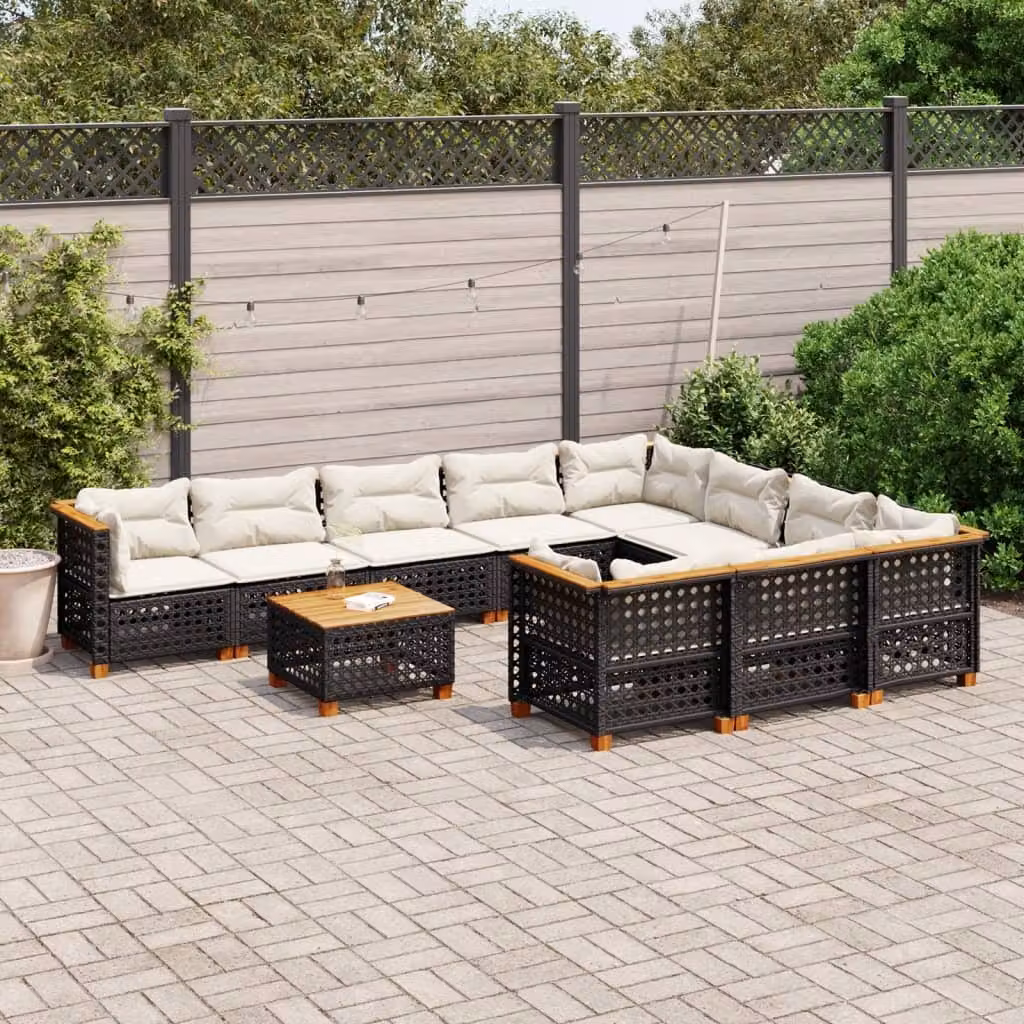 Maison Exclusive - Set da giardino 11 pezzi con cuscini in poly rattan nero