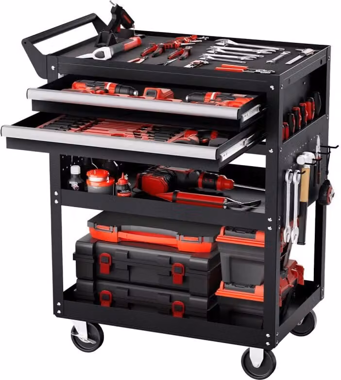 carrello portautensili da 181 kg - Carrello da officina - Carrello da trasporto - 785x450x945 mm - nero